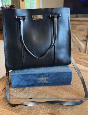 Kate Spade Arbour Hill Small Elodie Black Leather Satchel Crossbody WKRU3036
